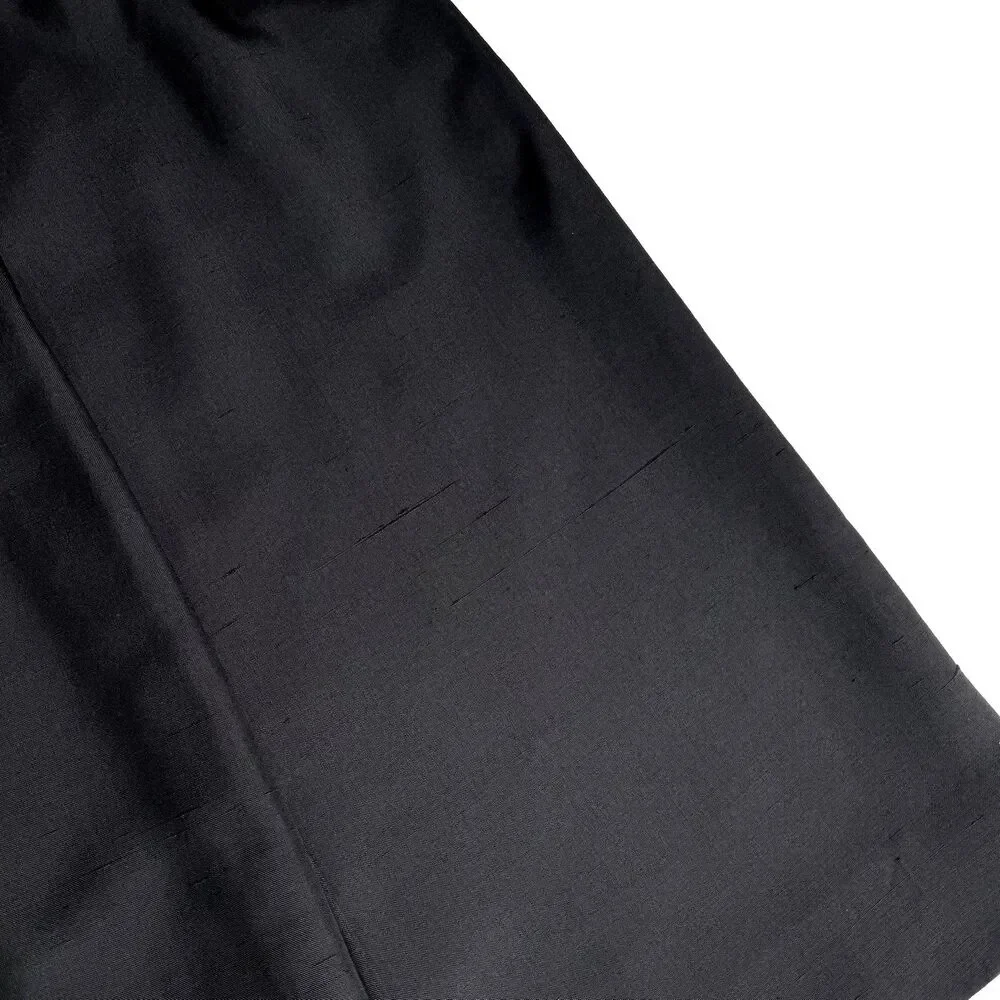 Vintage Carlisle Deadstock 100% Silk Shantung Black Pencil Skirt Hong Kong Sz 10